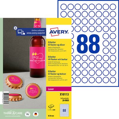 Etiketter till kapsyler, vit 2200 st