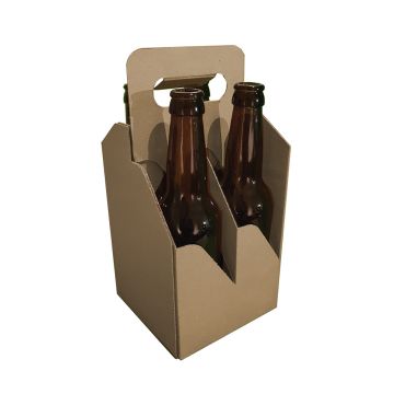 fyrpack för flaskor brun