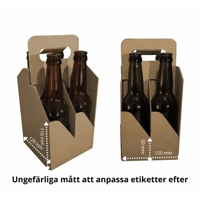 fyrpack för flaskor brun