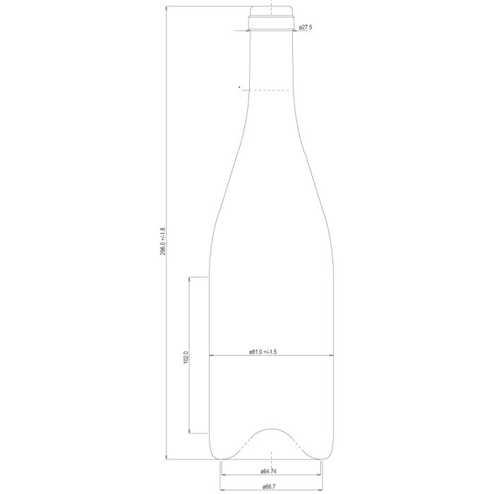 vinflaska Bourgogne 75 cl, 15 st