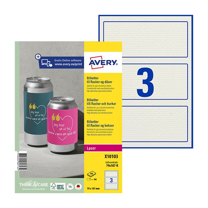 Etikett till burkar 33 cl, cremevit 300 st