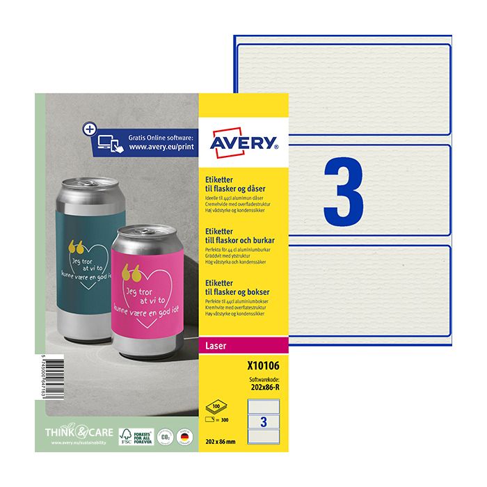 Etikett till burkar 44 cl, cremevit 300 st