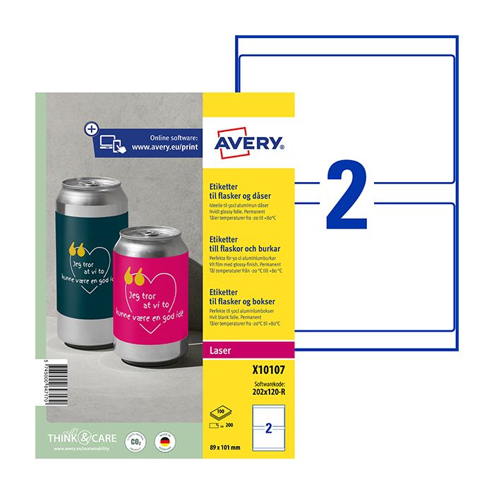Etikett till burkar 50 cl, vit 200 st
